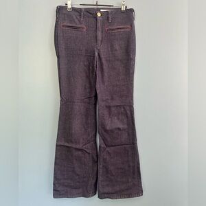 Anthropologie Jeans size 27 dark denim with Red Stitching